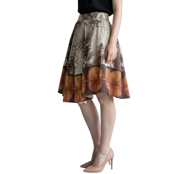 Trelise Cooper Skirt 100% Linen 8 Leopard Brown Pleated Full Tulle Petticoat - Picture 1 of 9
